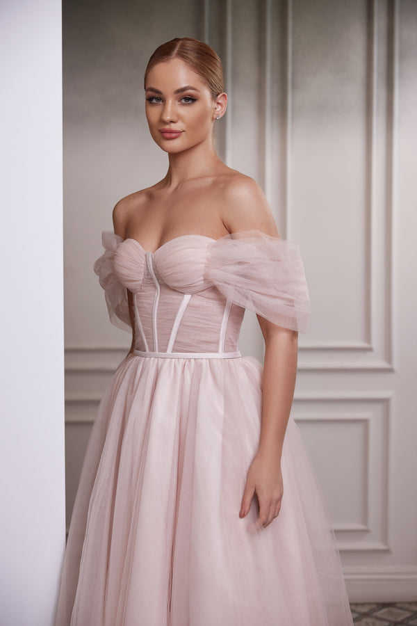 Off-the-Shoulder Tulle Corset Party Dress - Perfect for Any Occasion!