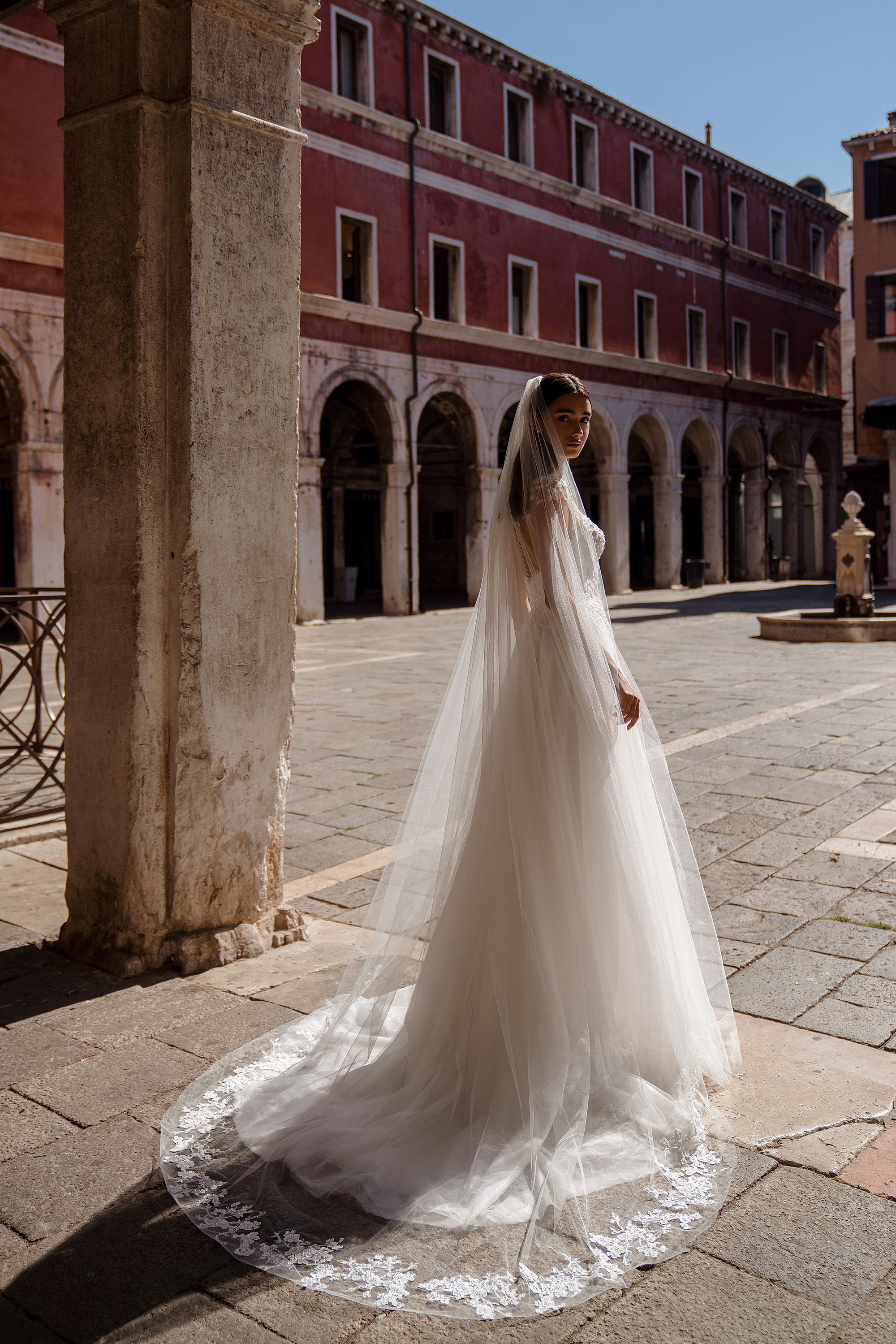 A-Line Wedding Dress with Illusion Floral Bodice and Tulle Skirt