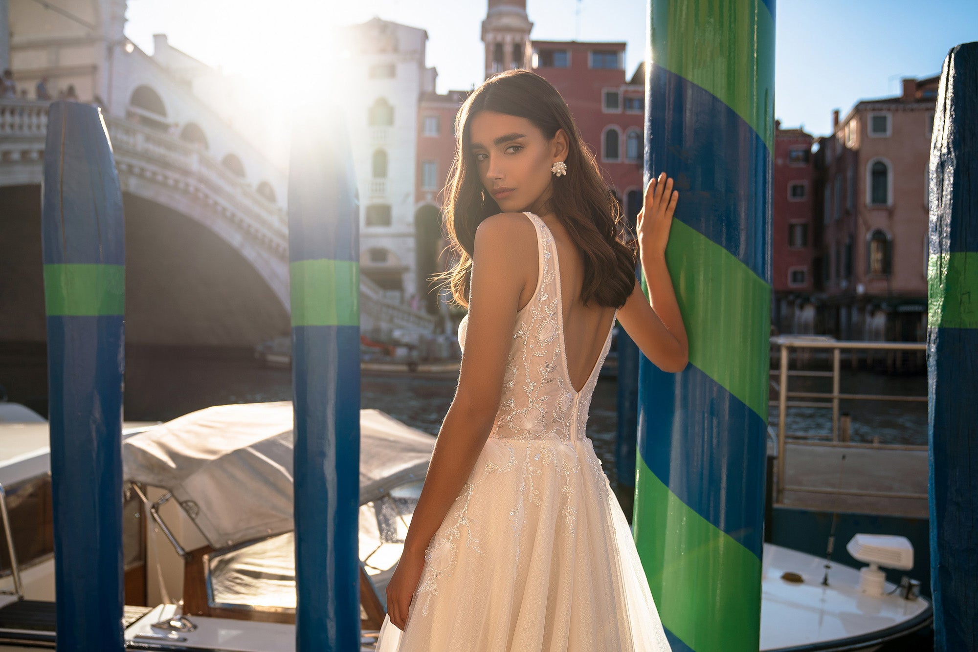 A-Line Wedding Dress with Plunging Illusion Neckline