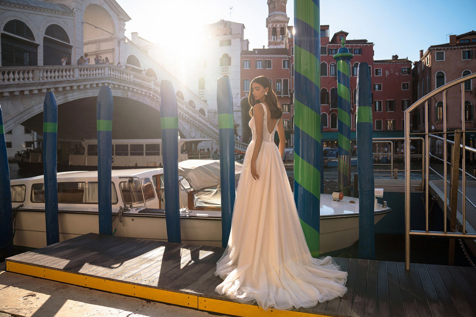A-Line Wedding Dress with Plunging Illusion Neckline