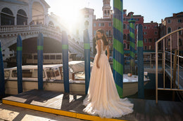 A-Line Wedding Dress with Plunging Illusion Neckline