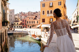 A-Line Wedding Dress with Illusion Long Sleeves and Beaded Bodice