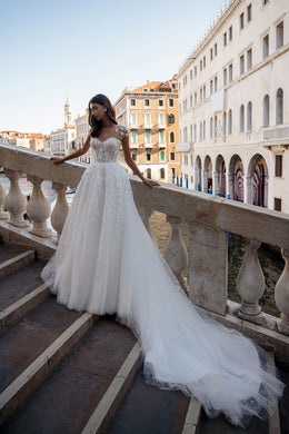 Illusion Cap Sleeve A-Line Wedding Dress with Floral Lace