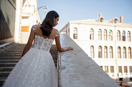 Illusion Cap Sleeve A-Line Wedding Dress with Floral Lace