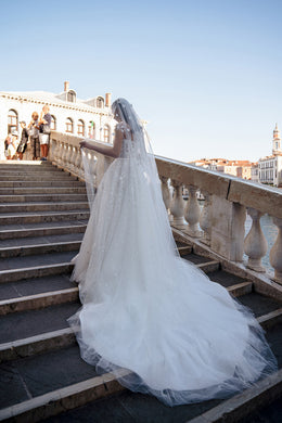 Illusion Cap Sleeve A-Line Wedding Dress with Floral Lace
