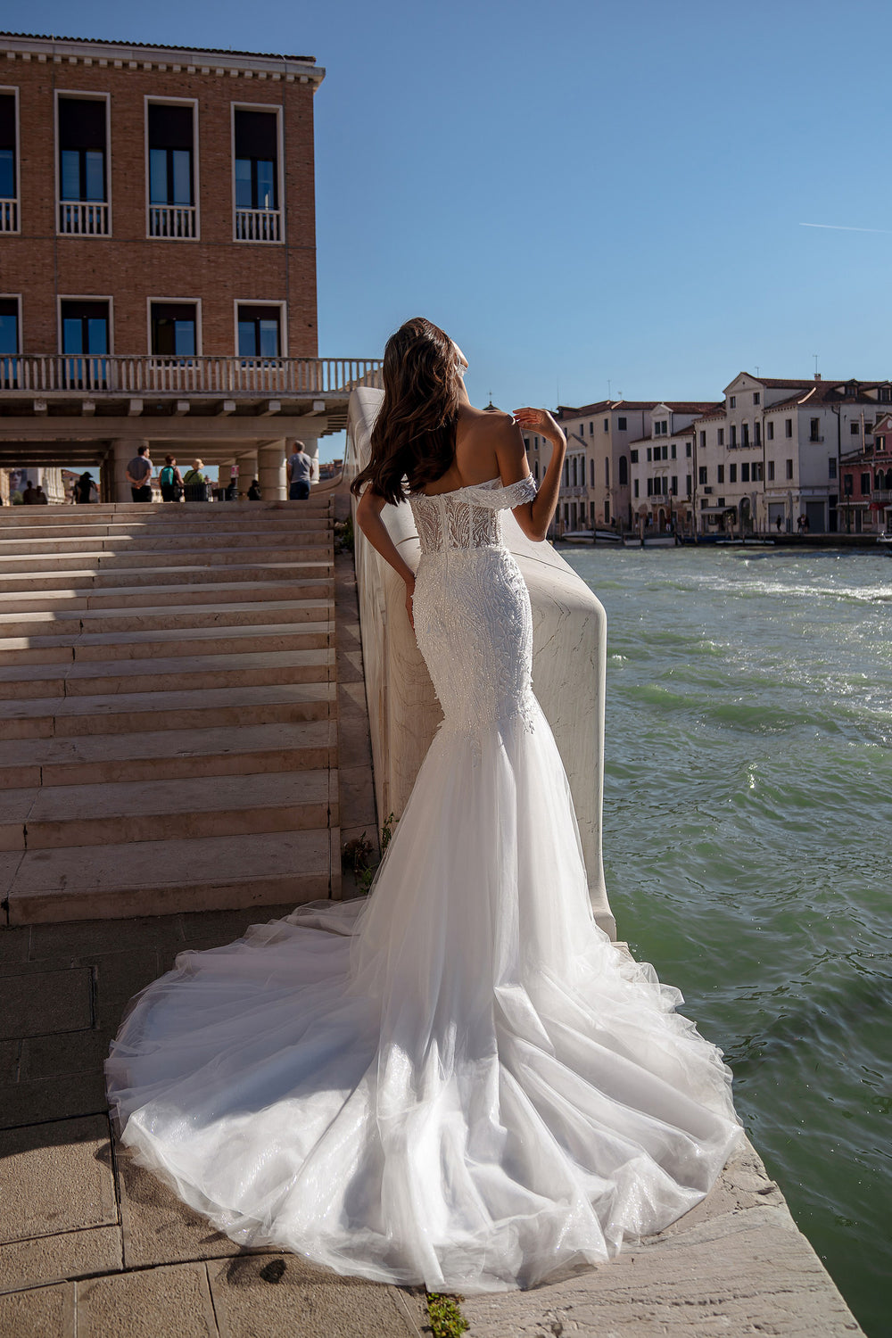 Mermaid Wedding Dress with Off-the-Shoulder Lace Bodice