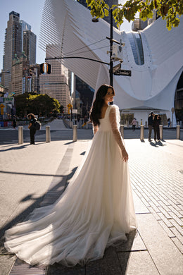 A-Line Tulle Wedding Dress with Square Neckline
