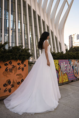 Beaded A-Line Tulle Wedding Dress with Sweetheart Neckline