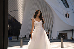 Beaded A-Line Tulle Wedding Dress with Sweetheart Neckline