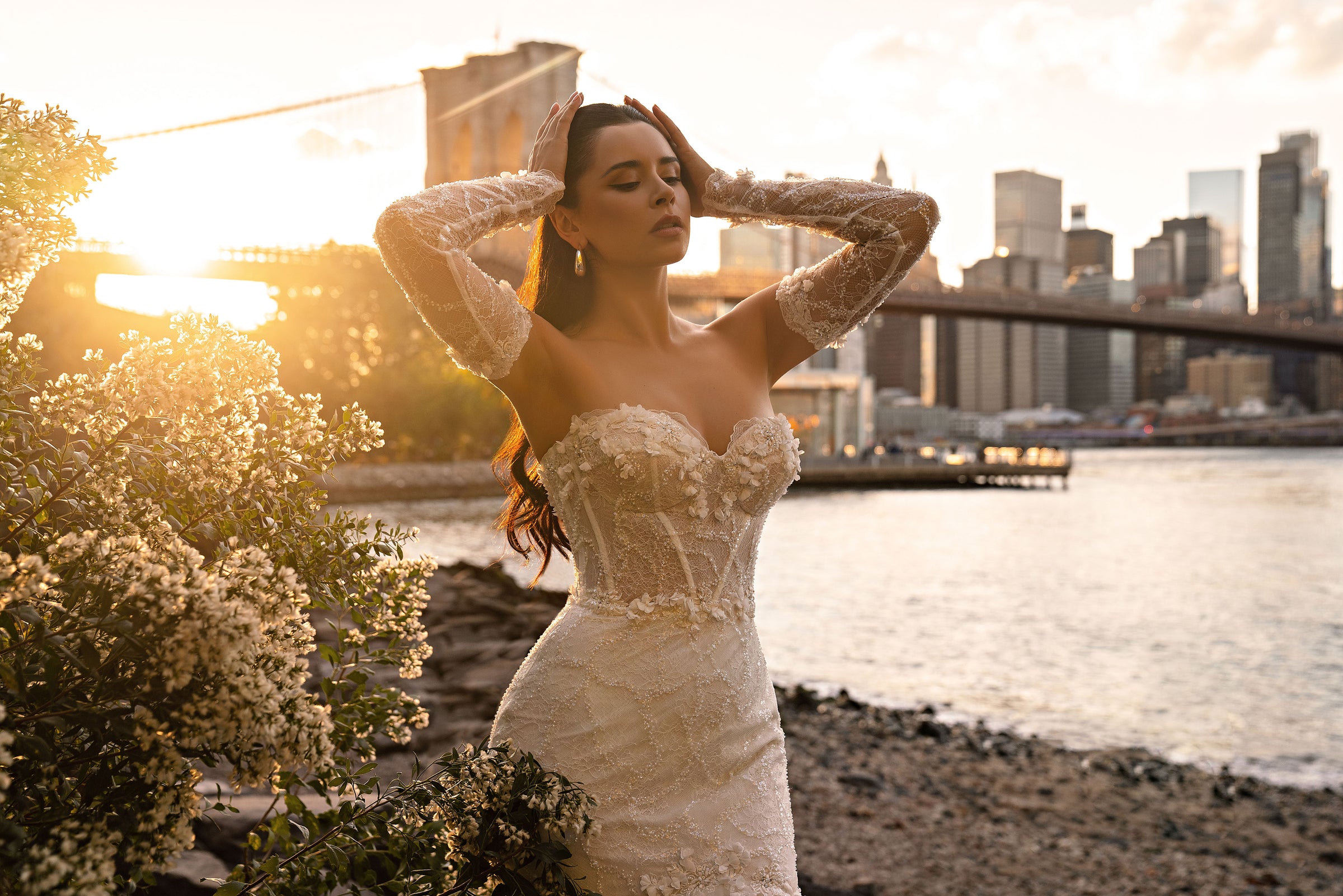 Strapless Mermaid Wedding Dress with Detachable Lace Sleeves