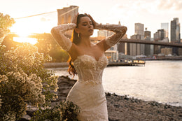 Strapless Mermaid Wedding Dress with Detachable Lace Sleeves