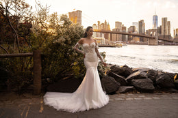 Strapless Mermaid Wedding Dress with Detachable Lace Sleeves