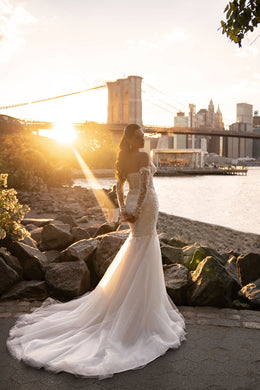 Strapless Mermaid Wedding Dress with Detachable Lace Sleeves