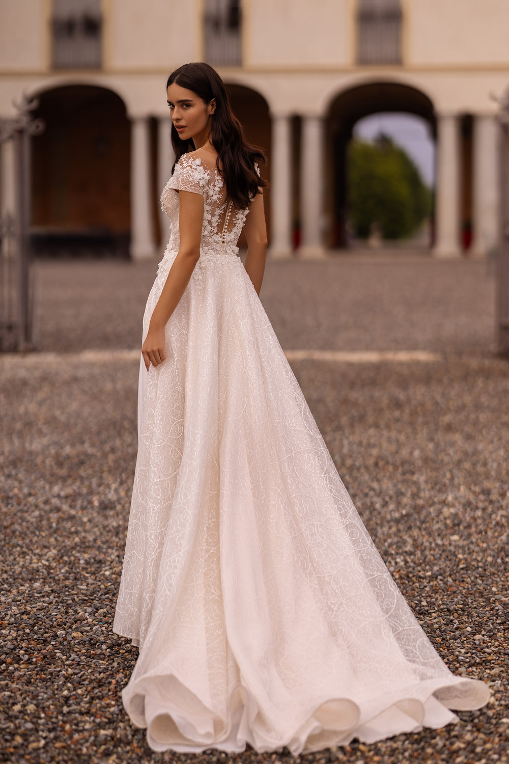 Slit A-Line Wedding Dress with Court Train