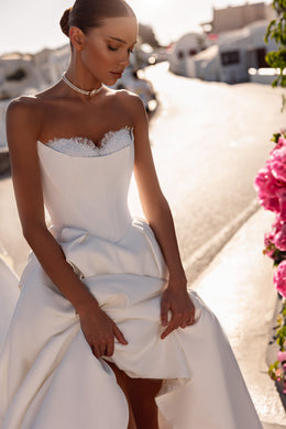Ball Gown Wedding Dress with Detachable Lace Sleeves