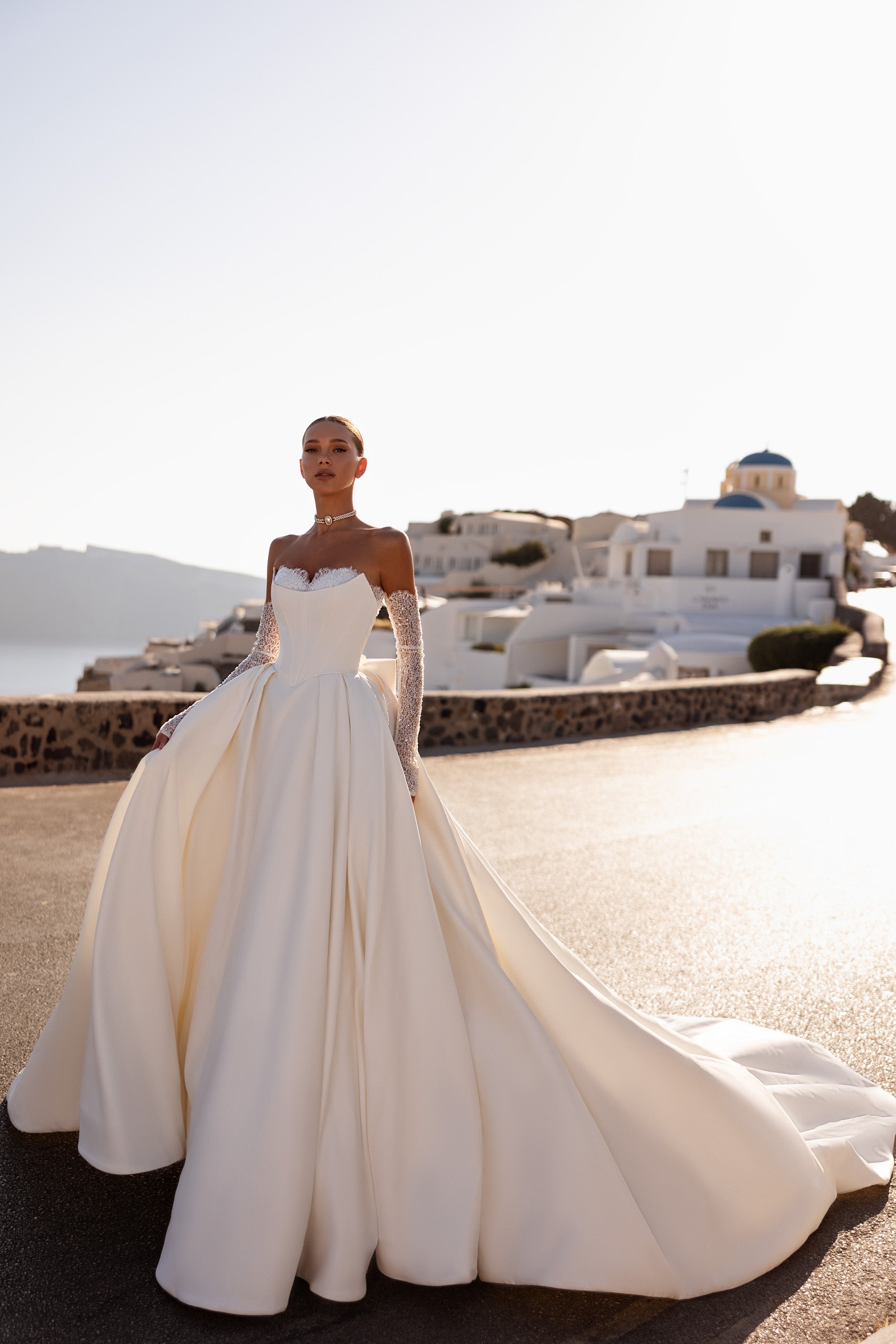 Ball Gown Wedding Dress with Detachable Lace Sleeves