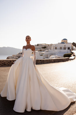 Ball Gown Wedding Dress with Detachable Lace Sleeves