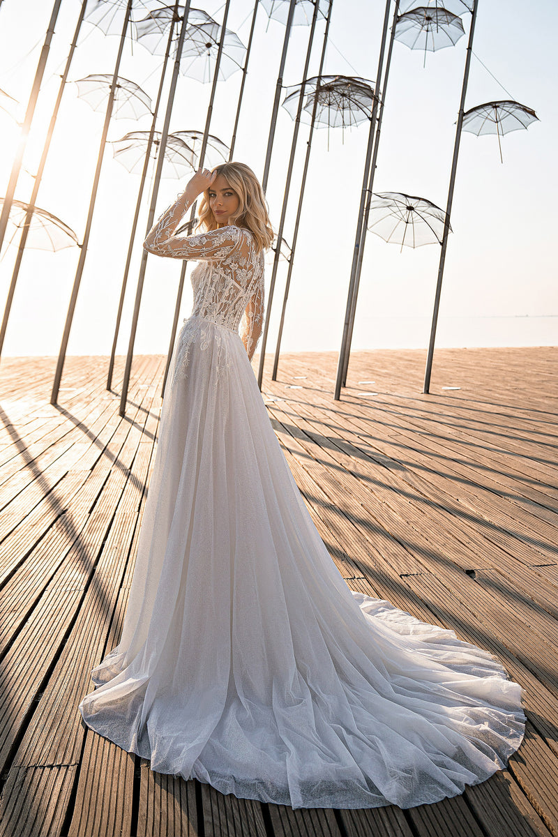 A-Line Wedding Dress with Illusion Lace Bodice