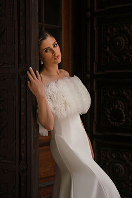 Trumpet Wedding Dress with Off-The-Shoulder Bolero