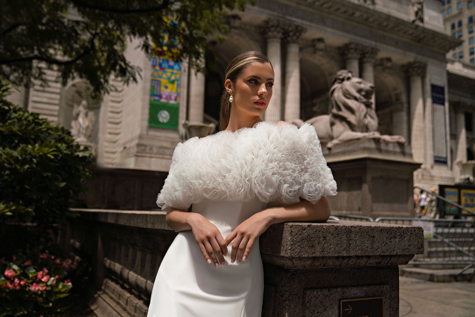 Trumpet Wedding Dress with Off-The-Shoulder Bolero