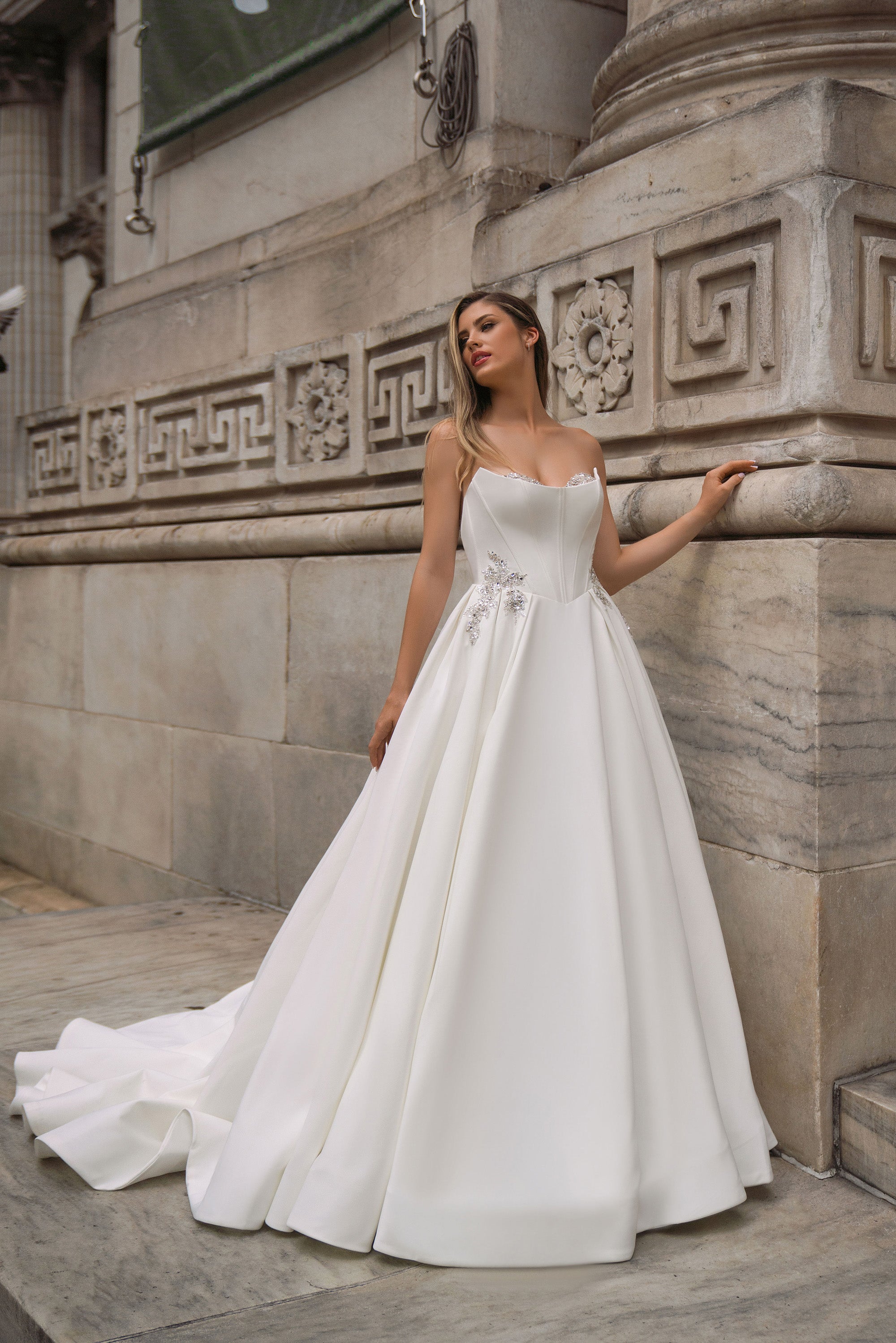 Mikado Ball Gown Wedding Dress with Beaded Bodice