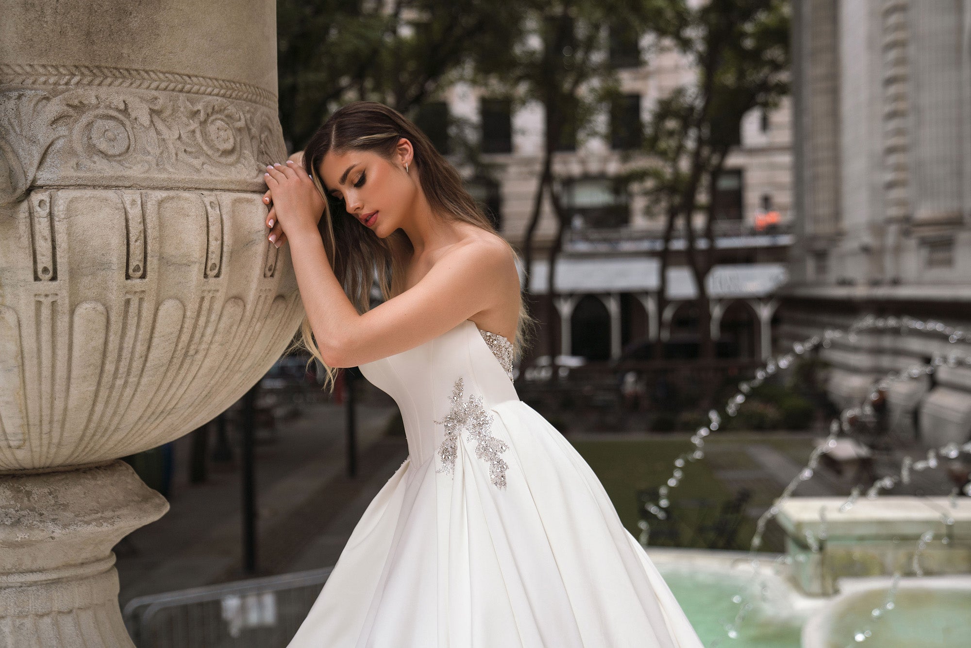 Mikado Ball Gown Wedding Dress with Beaded Bodice
