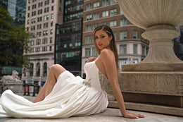 Mikado Ball Gown Wedding Dress with Beaded Bodice
