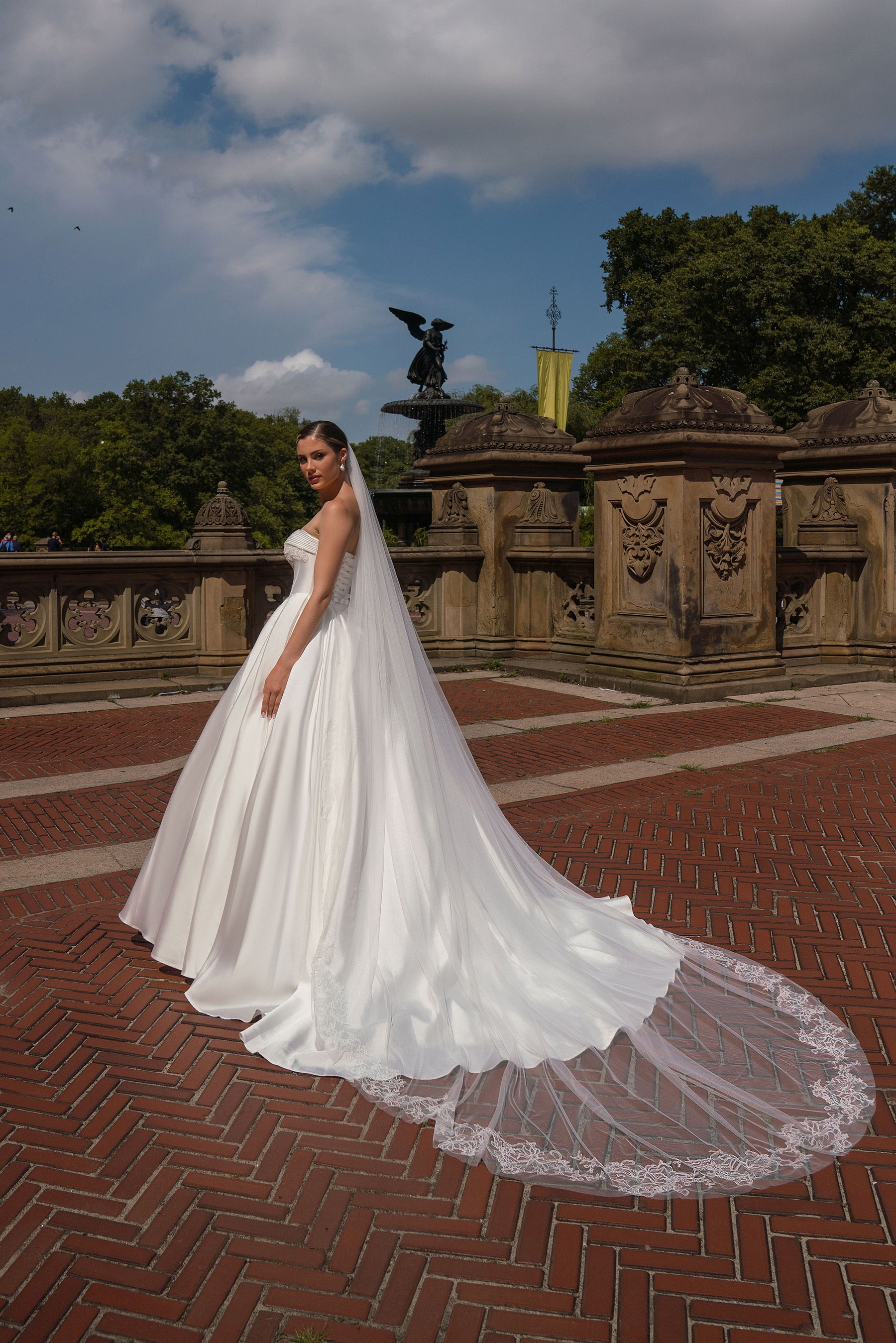 Mikado Ball Gown Wedding Dress with Lace Appliqué Bodice