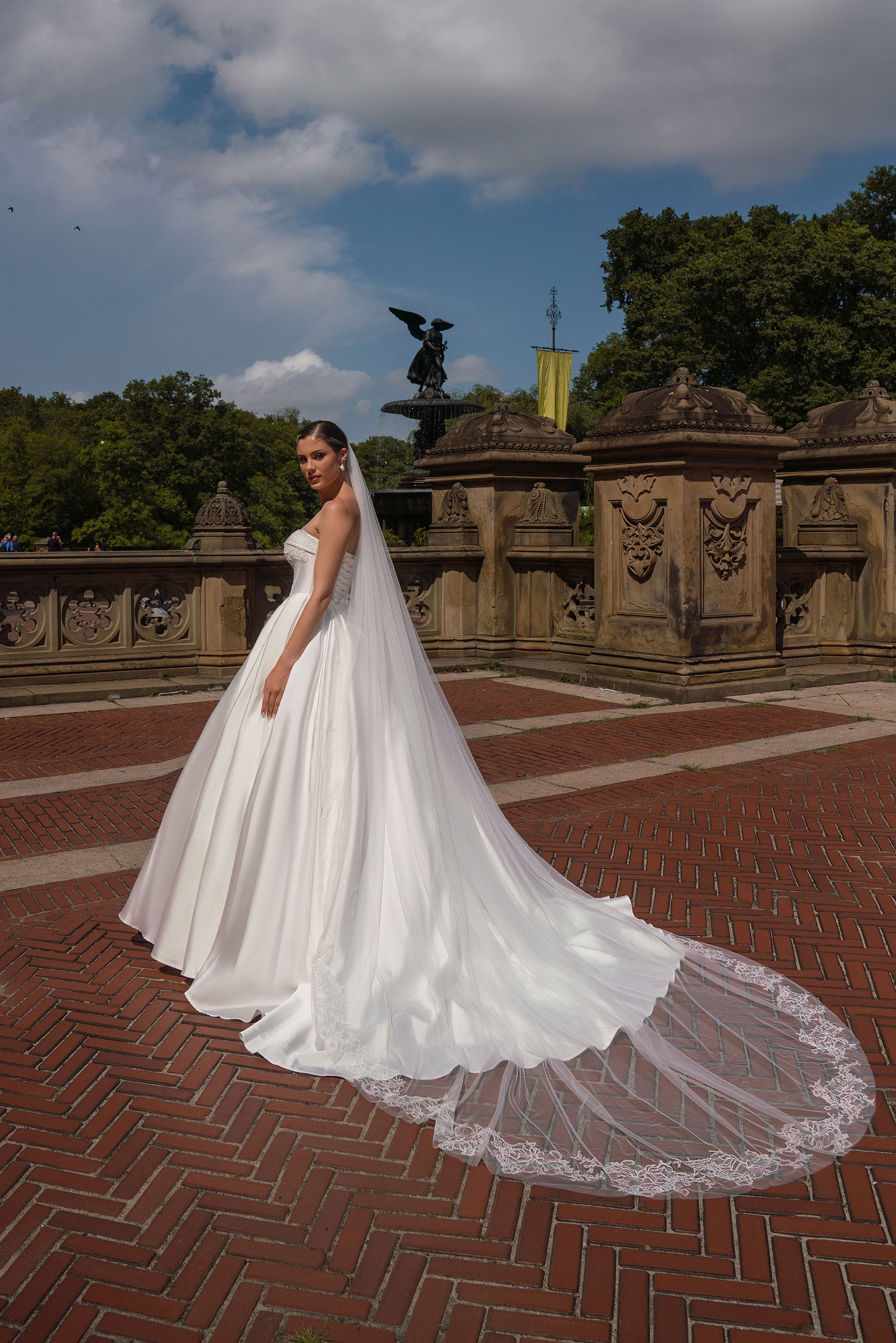 Mikado Ball Gown Wedding Dress with Lace Appliqué Bodice