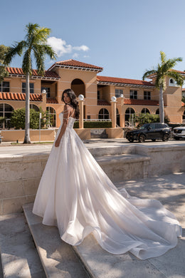 A-Line Wedding Dress with Floral Lace Appliqués