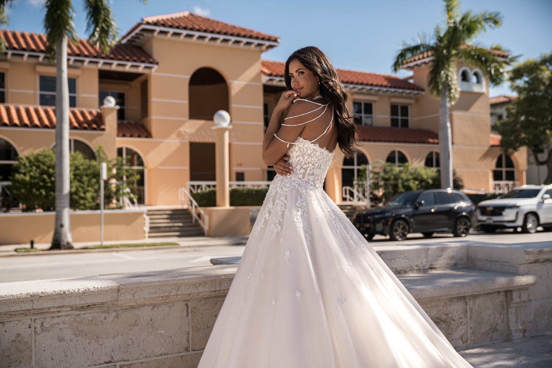 A-Line Wedding Dress with Floral Lace Appliqués