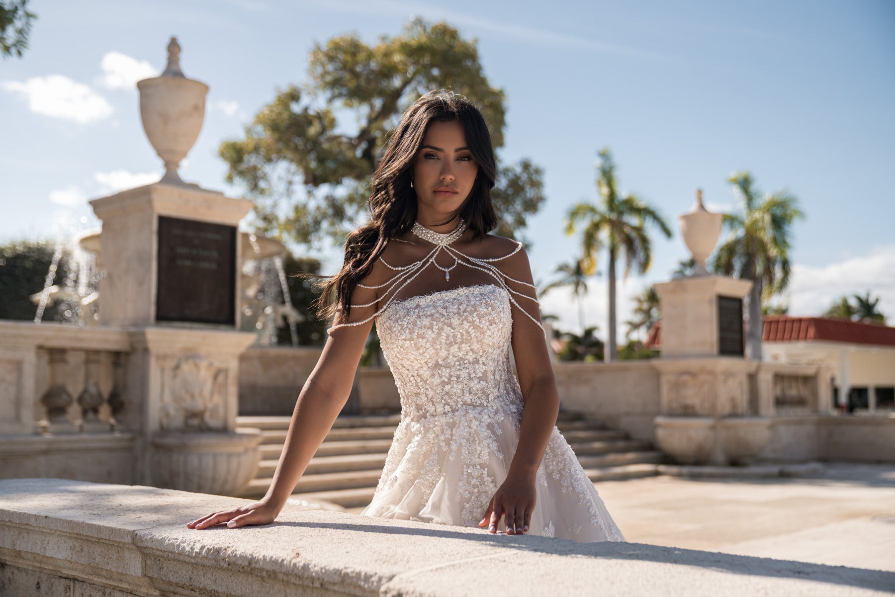 A-Line Wedding Dress with Floral Lace Appliqués