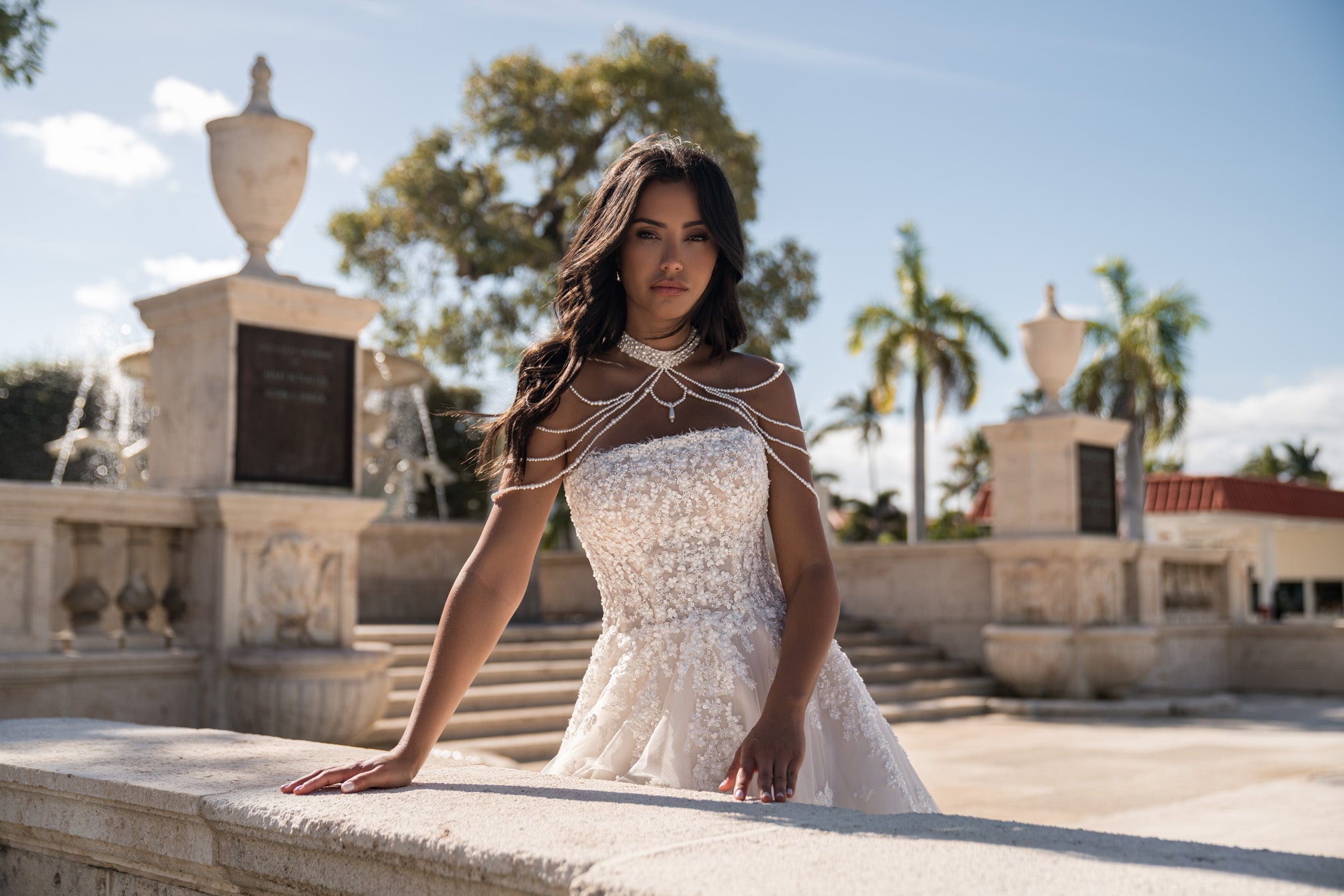 A-Line Wedding Dress with Floral Lace Appliqués