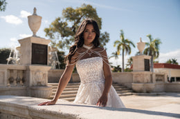 A-Line Wedding Dress with Floral Lace Appliqués