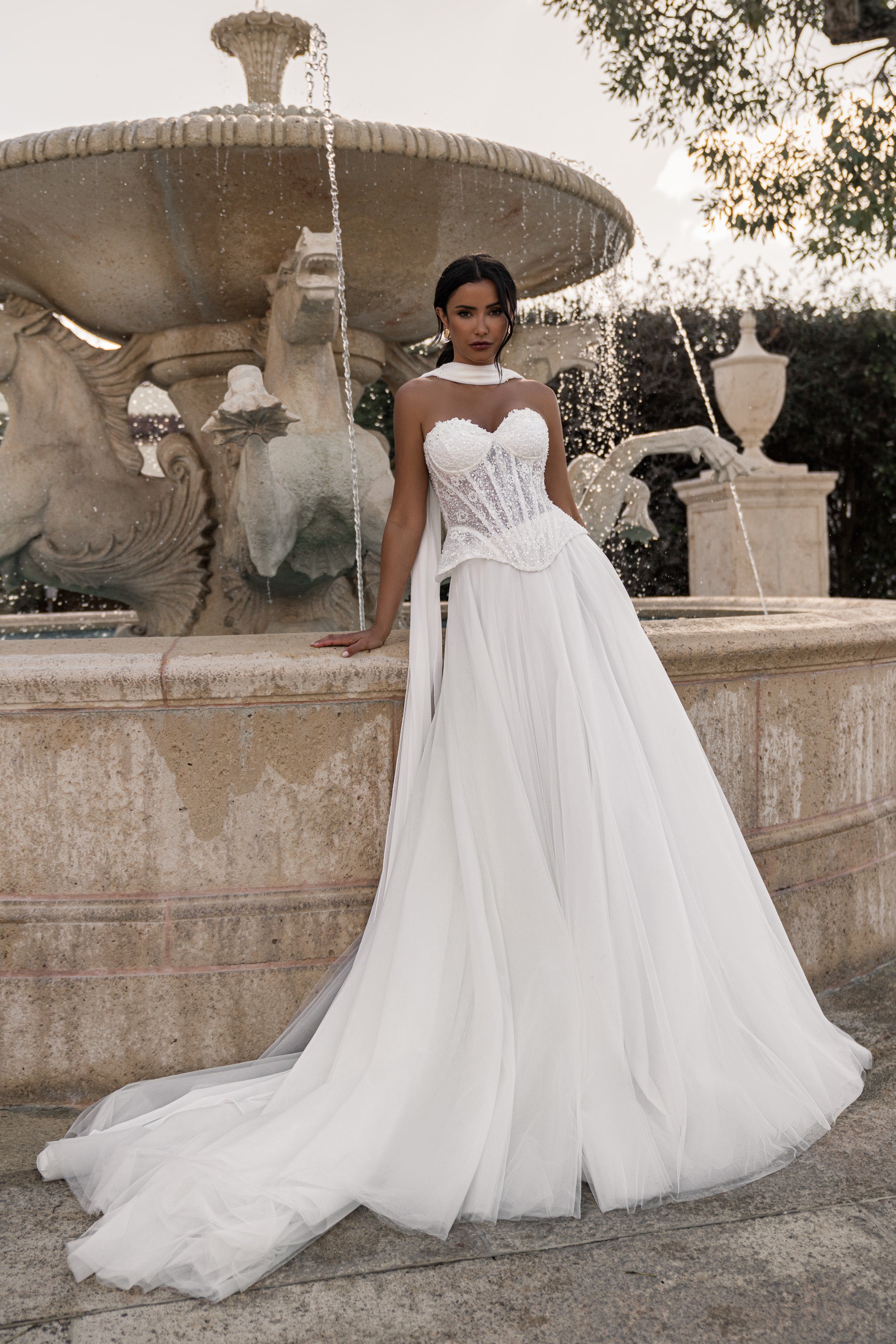 A-Line Wedding Dress with Detachable Cape