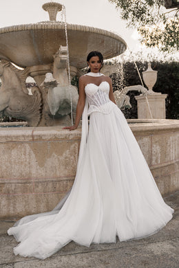 A-Line Wedding Dress with Detachable Cape