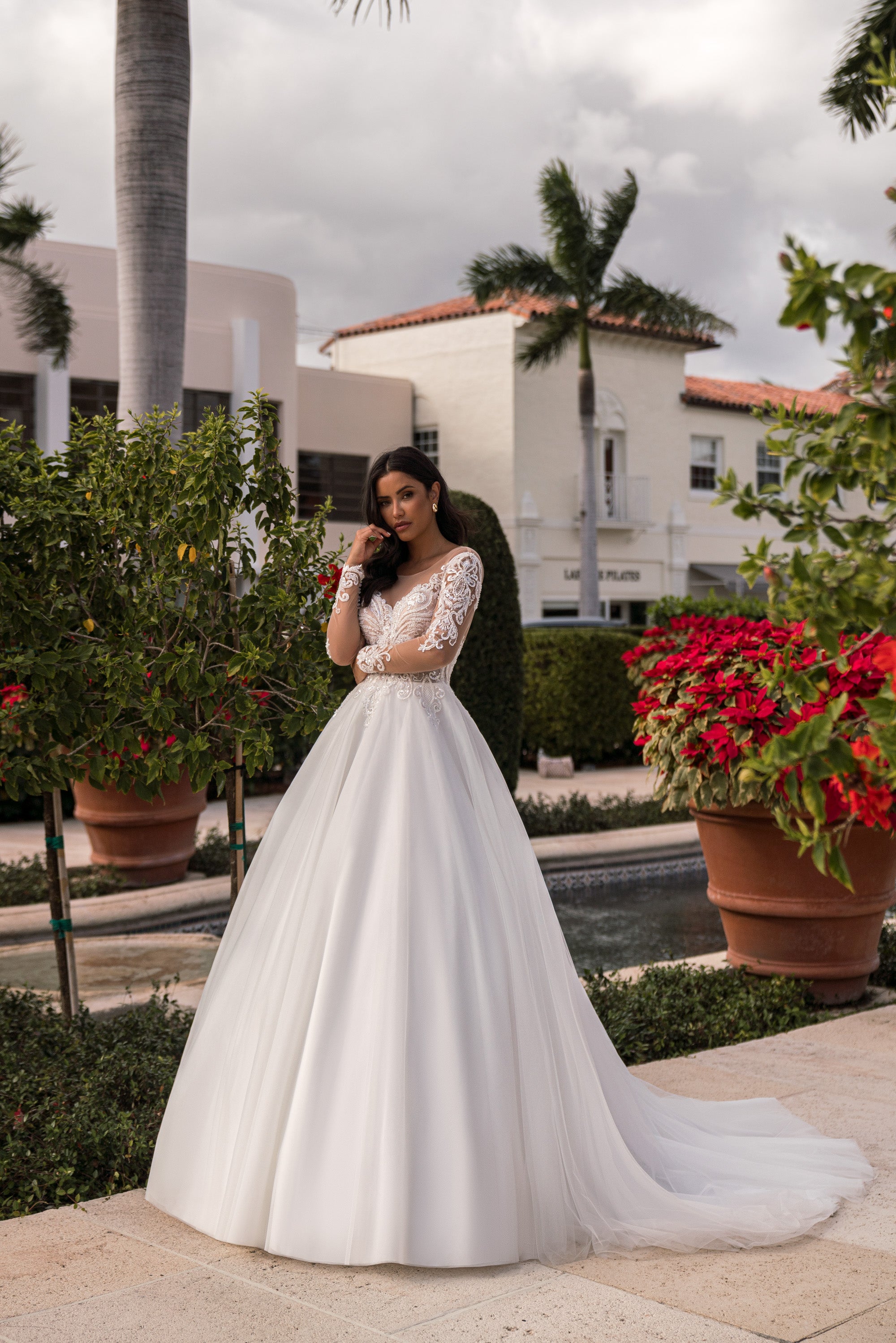 A-Line Wedding Dress with Illusion Lace Sleeves