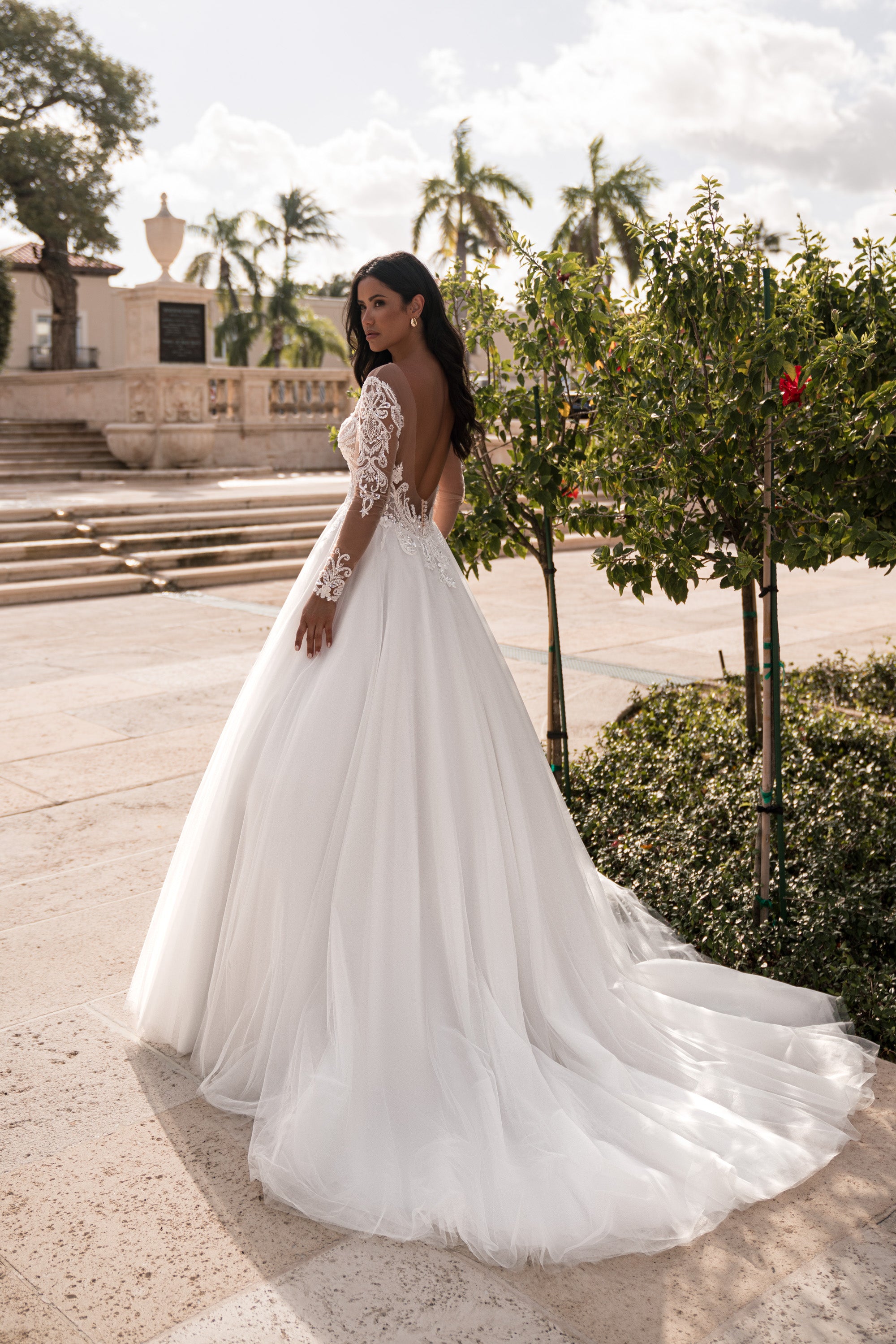A-Line Wedding Dress with Illusion Lace Sleeves