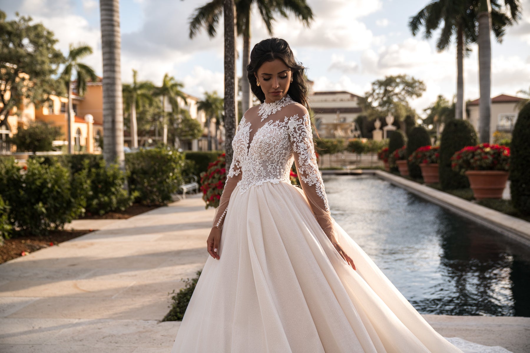 A-Line Wedding Dress with Illusion Lace Sleeves