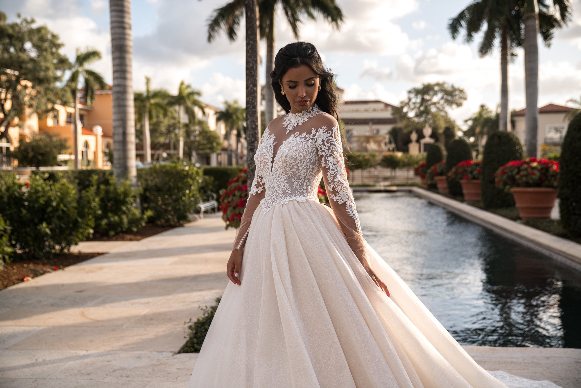 A-Line Wedding Dress with Illusion Lace Sleeves