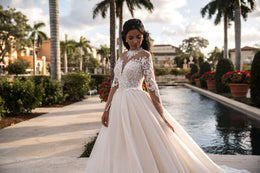 A-Line Wedding Dress with Illusion Lace Sleeves