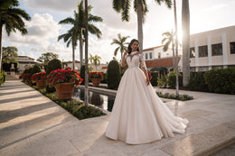 A-Line Wedding Dress with Illusion Lace Sleeves