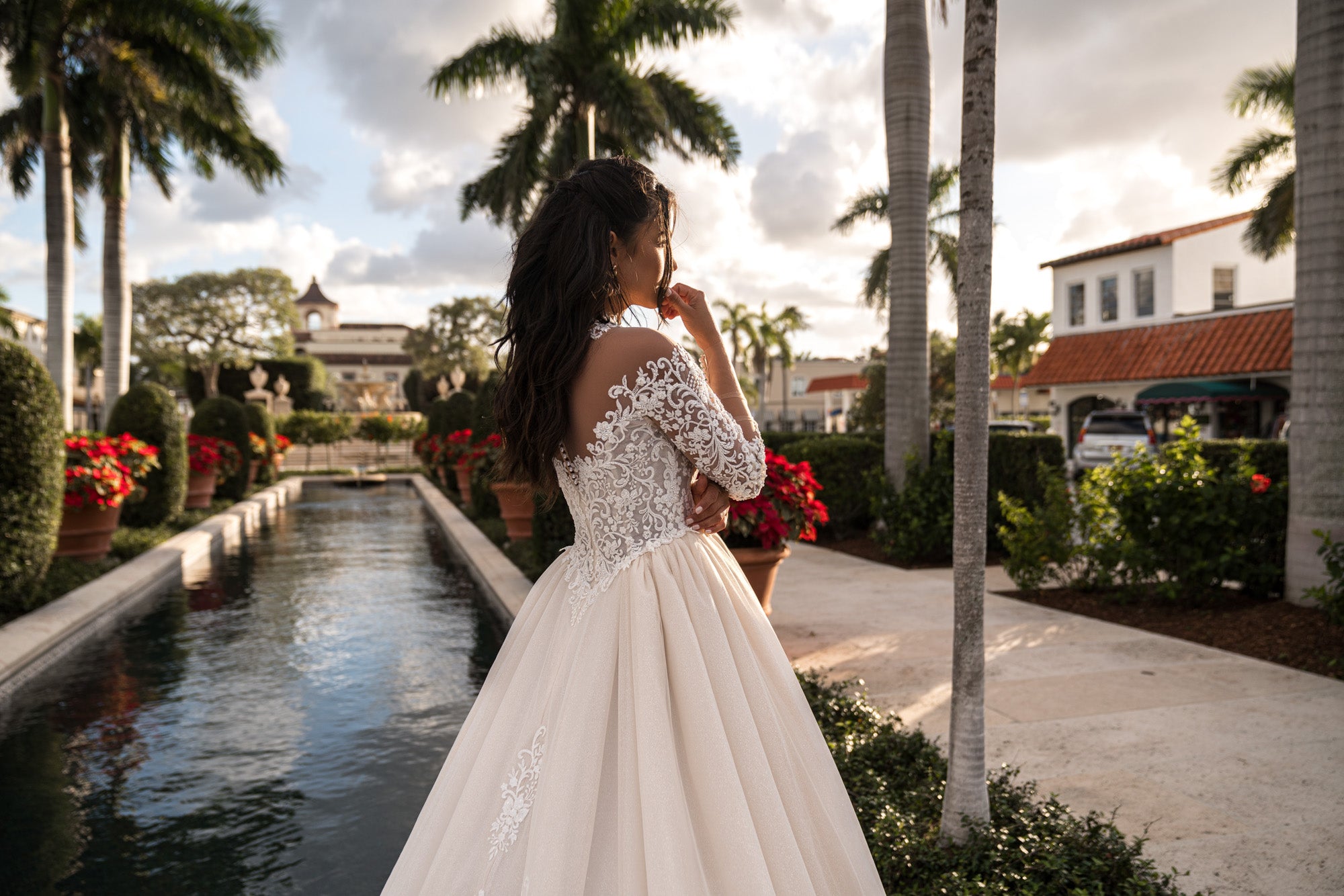 A-Line Wedding Dress with Illusion Lace Sleeves