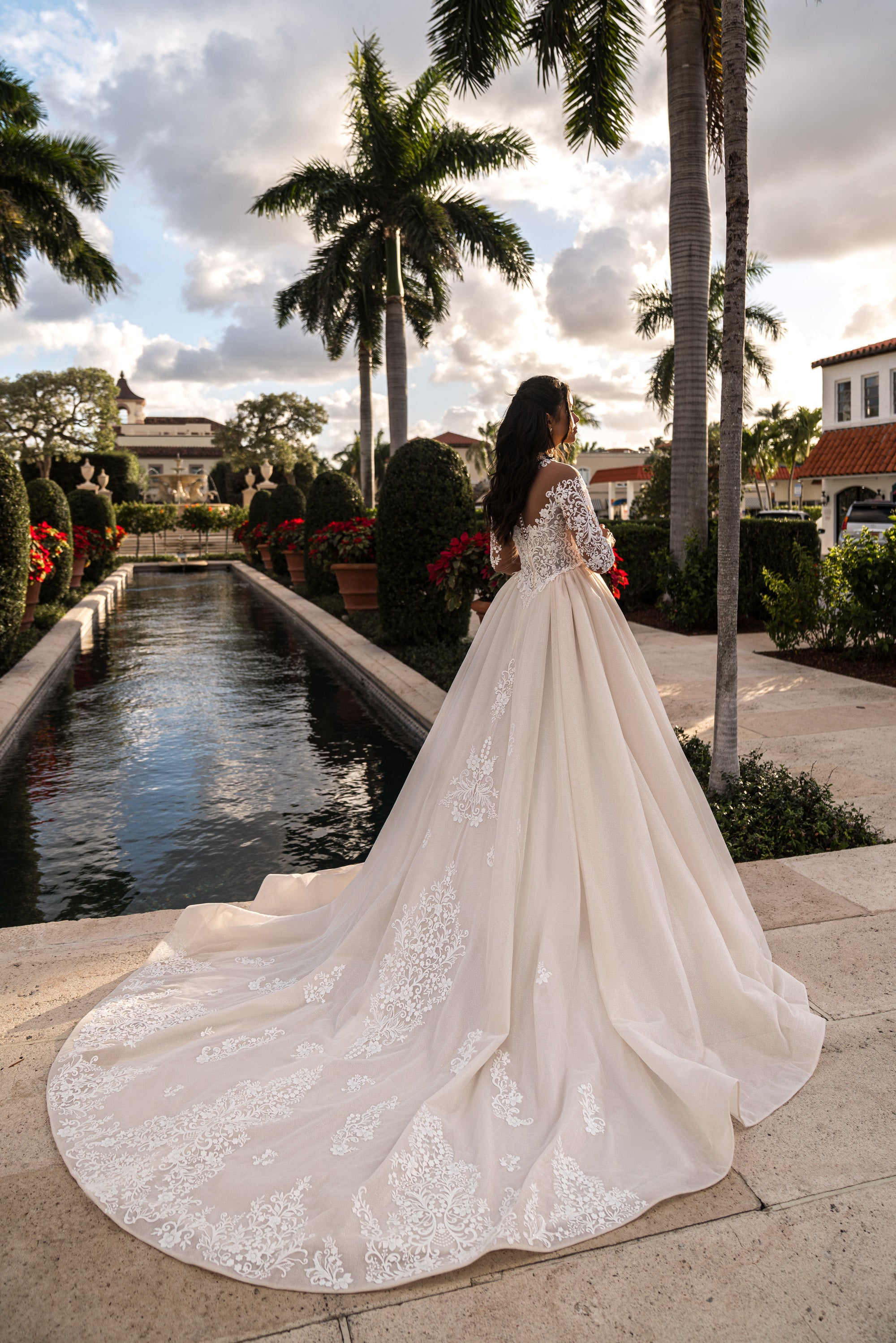 A-Line Wedding Dress with Illusion Lace Sleeves