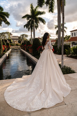 A-Line Wedding Dress with Illusion Lace Sleeves