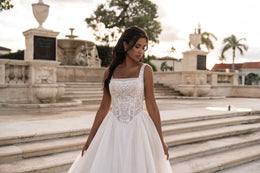 Glitter Tulle Ball Gown Wedding Dress with Beaded Bodice
