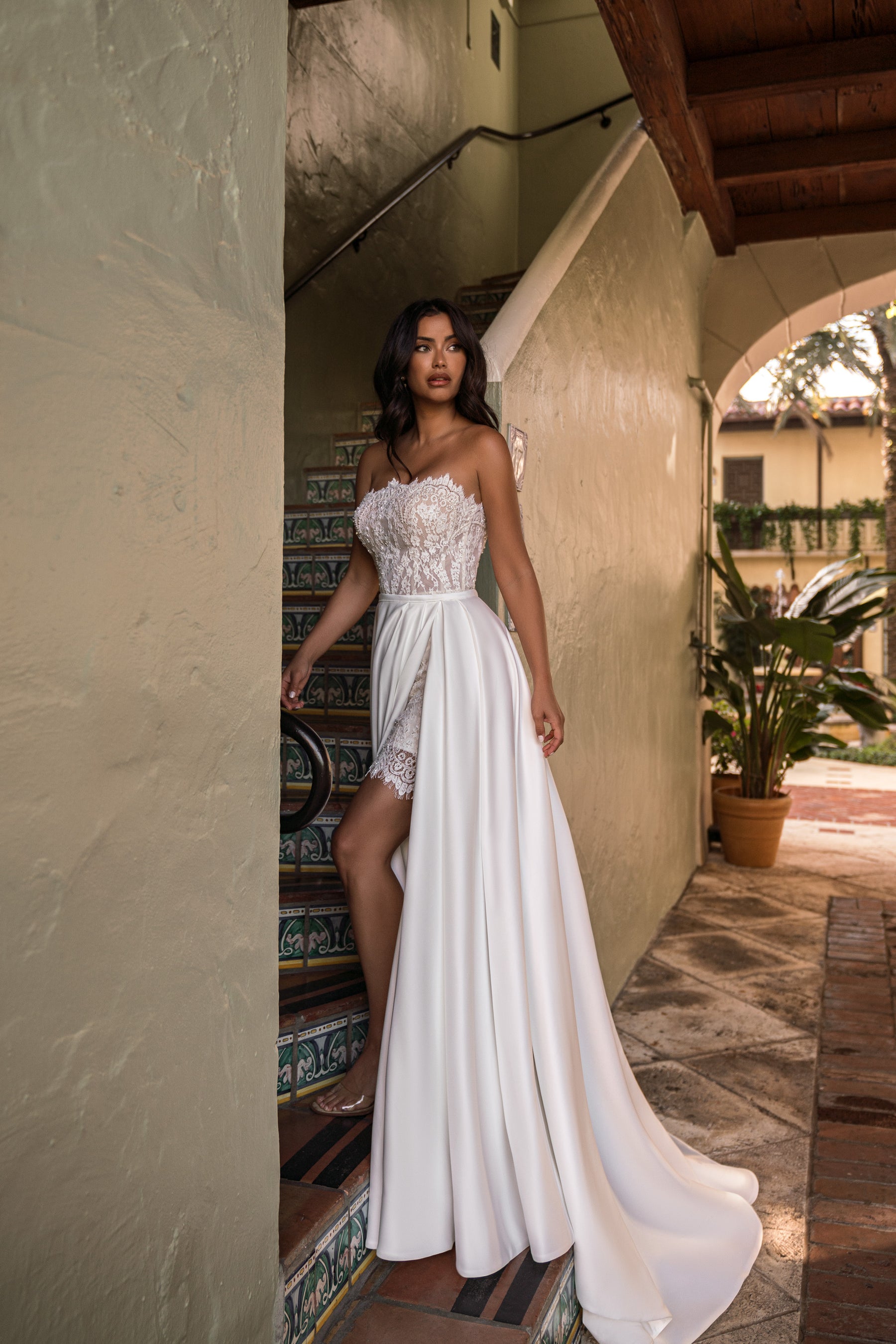 A-Line Wedding Dress with Detachable Overskirt