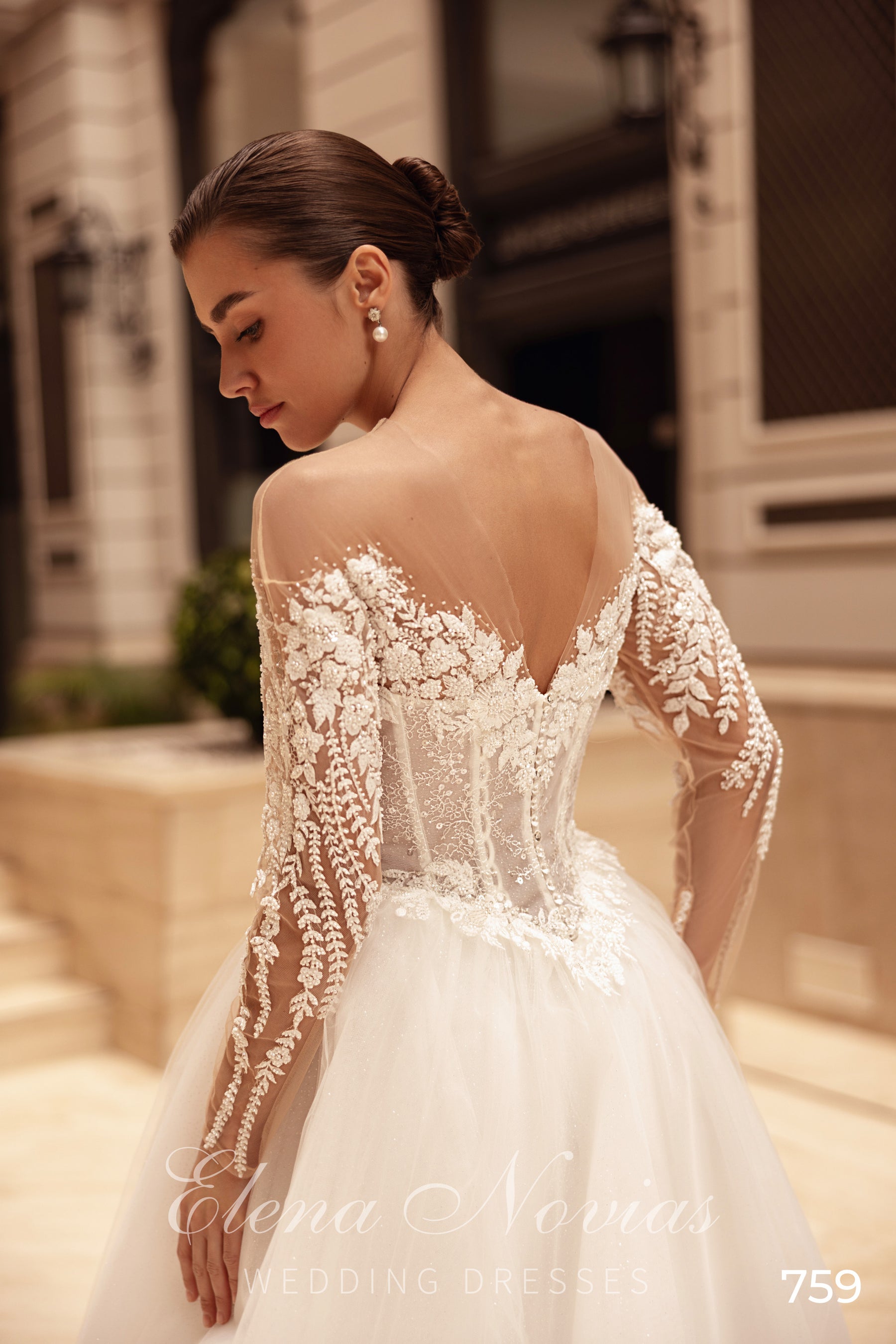 Off-the-Shoulder Floral Tulle Ball Gown Wedding Dress