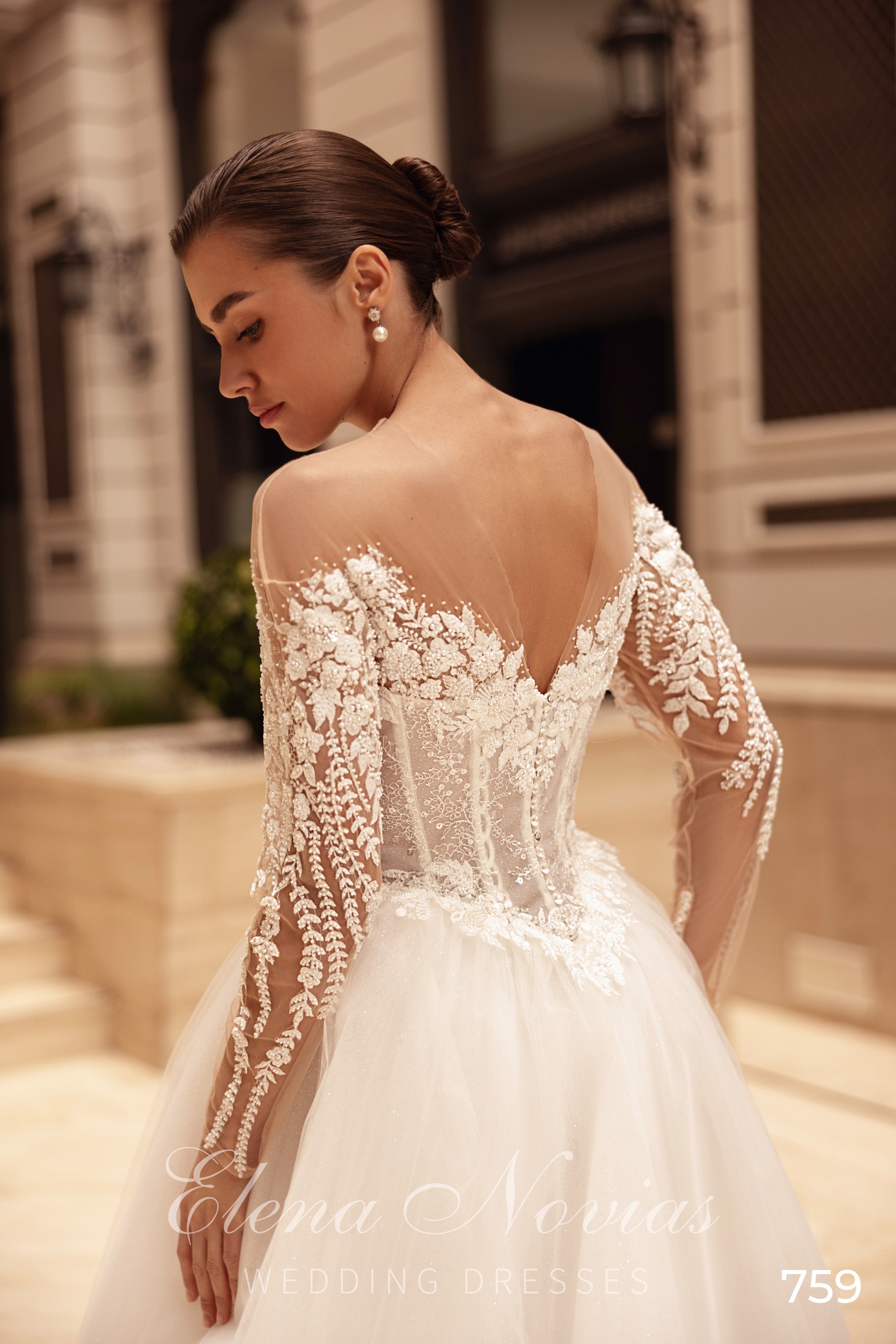 Off-the-Shoulder Floral Tulle Ball Gown Wedding Dress
