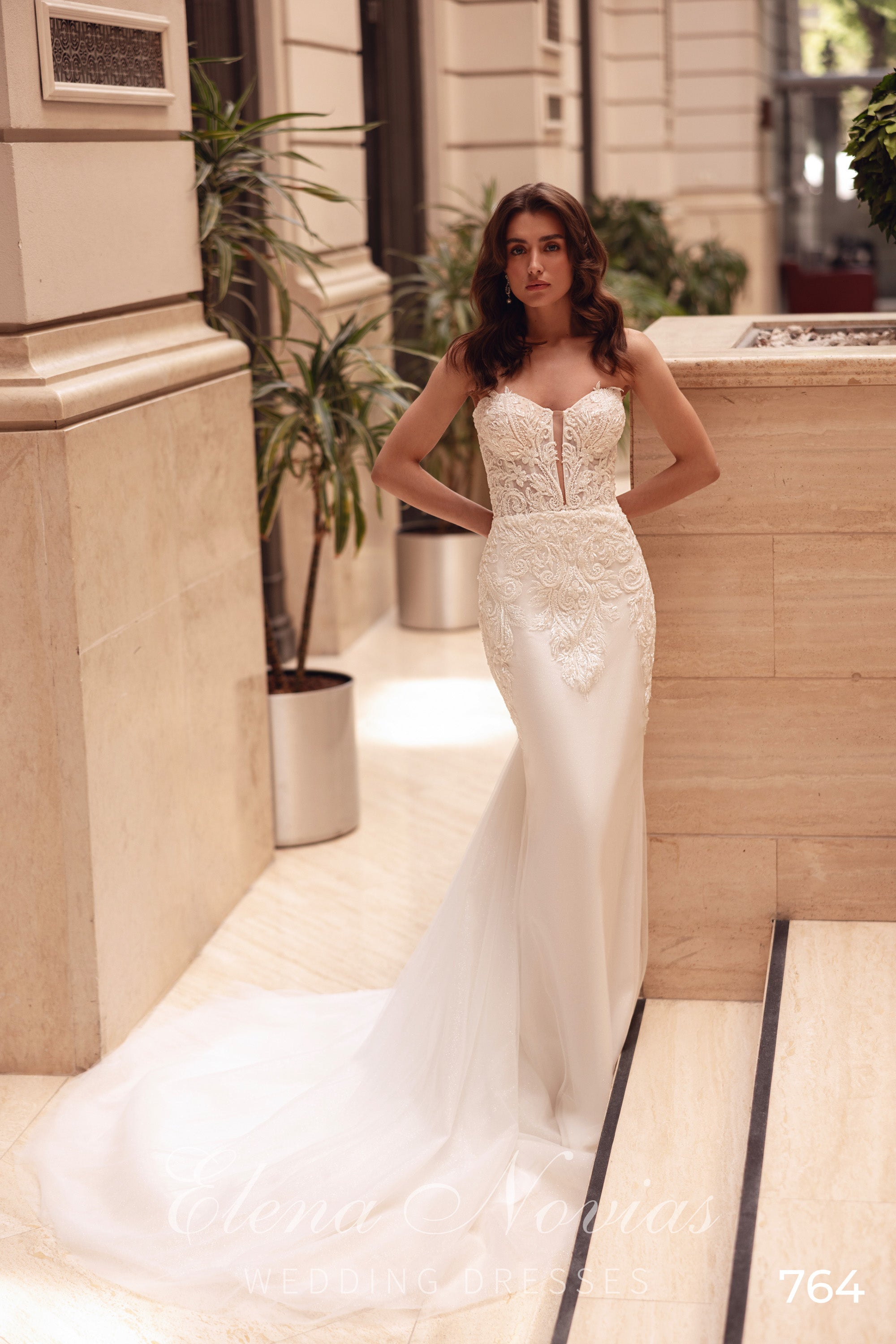 Off-the-Shoulder Lace Mermaid Wedding Dress with Chapel Train